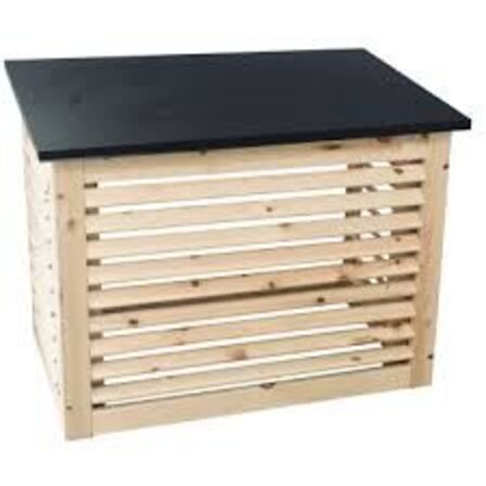 Varmepumpeskjuler Træ med sort metaltag (MOMSFRI)
