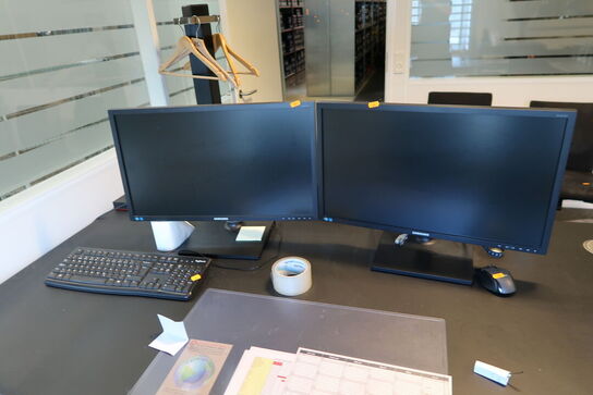 2 stk. computerskærme SAMSUNG S24E450, tastatur, mus dockingstation LENOVO