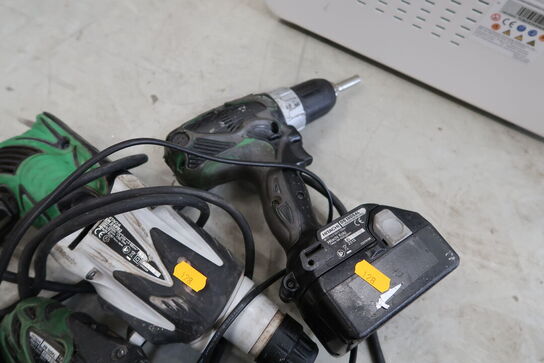 3 stk. håndværktøj HITACHI med 3 stk. batteri og lader