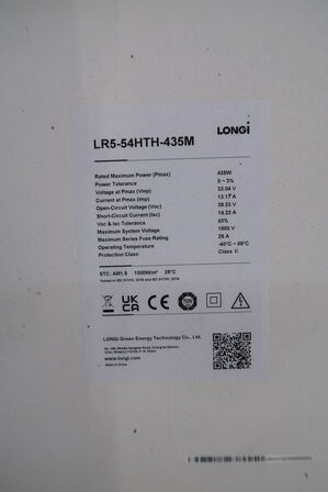9 stk. solcellepaneler LONGI LR5-54HTH-435M