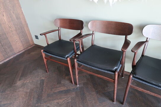 6 stk. spisebordsstole HANS J. WEGNER CH26 med 4 stk. læderhynder