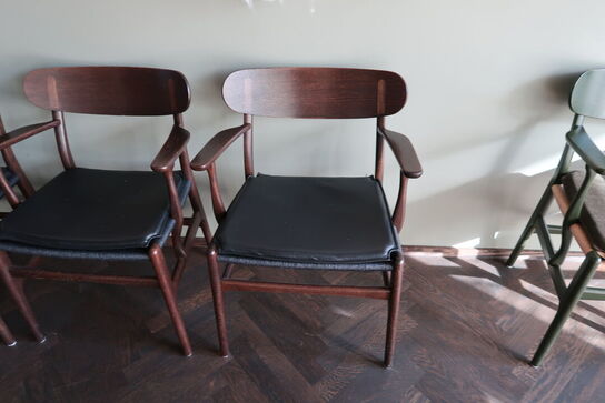 4 stk. spisebordsstole HANS J. WEGNER CH26 med 3 stk. læderhynder
