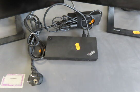 2 stk. Computerskærme PHILIPS samt Dockingstation LENOVO
