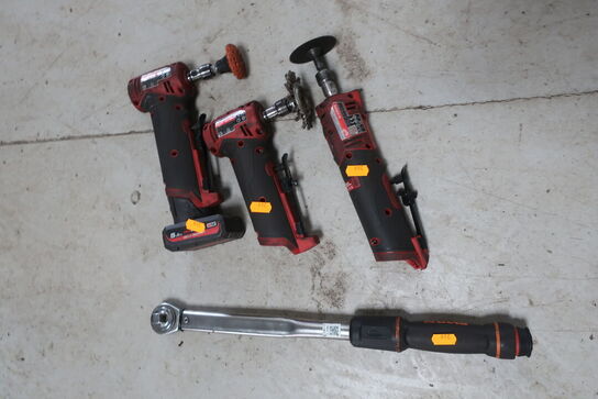 3 stk. slibemaskiner MILWAUKEE samt momentnøgle 