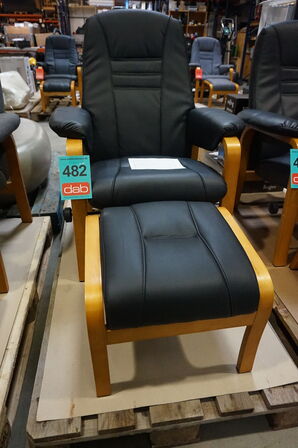 Otium lænestol inkl. fodskammel - sort PU-læder 