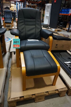 Otium lænestol inkl. fodskammel - sort PU-læder 