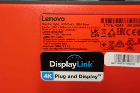 Docking station LENOVO DUD9011D1 med tastatur og mus