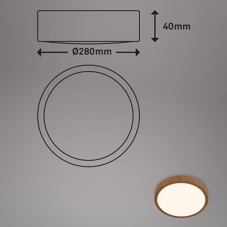 Briloner led loftlampe M.trædeko Ø 28 cm 2000 lm(ubrugt)