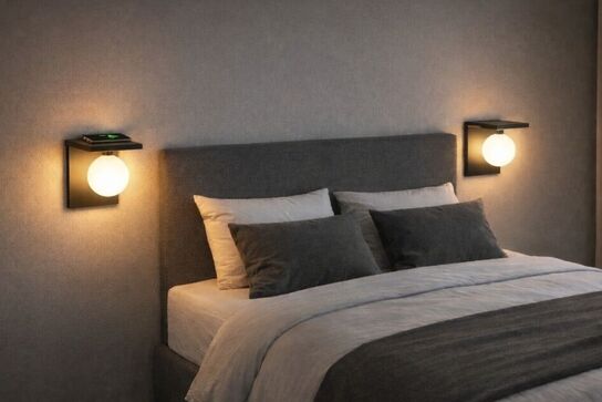 2 stk. eglo qi væglampe sort m. qi oplader(ubrugt)