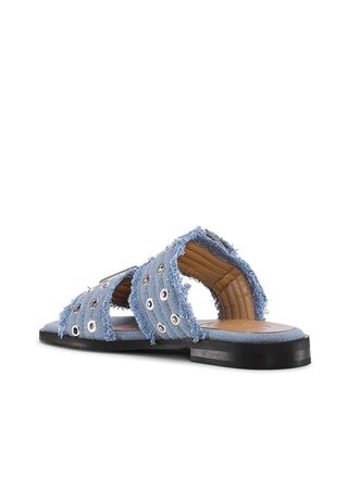 Feminine Buckle Two Strap Sandal Charms Denim GANNI Str.: 36