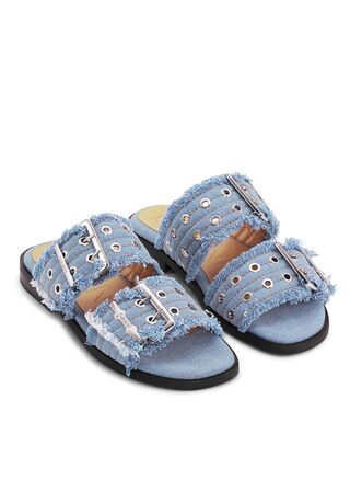 Feminine Buckle Two Strap Sandal Charms Denim GANNI Str.: 36