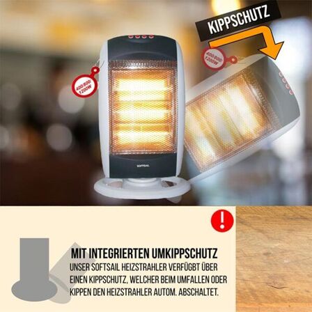 3 stk. softsail oscillerende halogenvarmer 400-800-1200w(ubrugt)