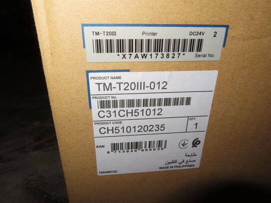 Bonprinter - EPSON TM-T20III-012 (ny i kasse)