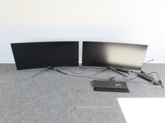 2 stk. 34" curve-monitorer, CEPTER C34PULSEX m. tastatur og dockingstation