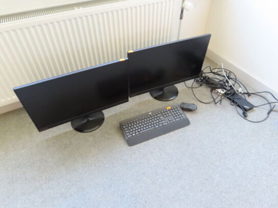 2 stk. 27" monitorer, LENOVO D27-30 m. tastatur og dockingstation