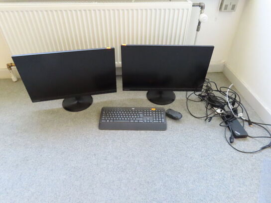2 stk. 27" monitorer, LENOVO D27-30 m. tastatur og dockingstation
