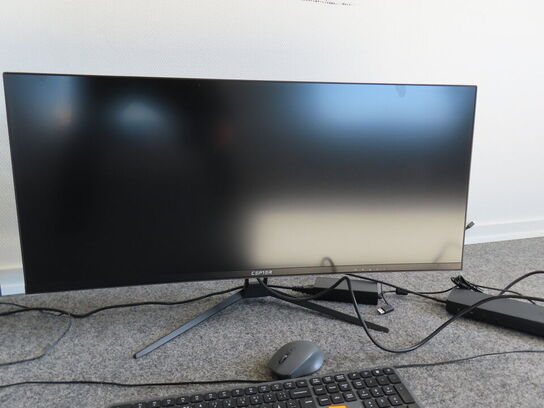 2 stk. 34" curve-monitorer, CEPTER C34PULSEX m. tastatur og dockingstation