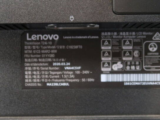 PC Skærm LENOVO THINKVISION T24i-10
