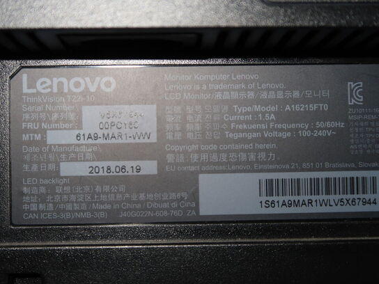 PC Skærm LENOVO THINKVISION T22i-10