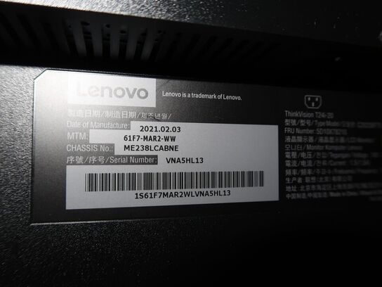 2 stk. PC Skærme LENOVO THINKVISION T24-20