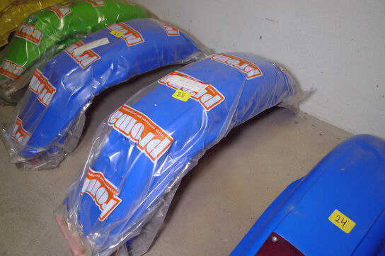 Et sæt cross-skærme for-/bag m/baglygte, blå