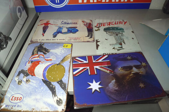 4 stk. retroskilte i metal, ca. 20x30cm