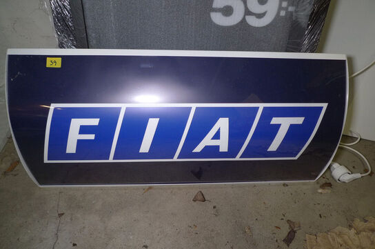 LED-lysskilt m/FIAT logo ca. 90x42cm 9W 230V