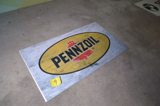 Skilt m/PENNZOIL logo ca. 40x23cm