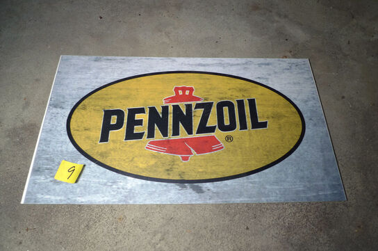Skilt m/PENNZOIL logo ca. 40x23cm