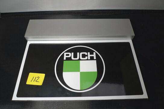 Lille LED-lysskilt m/PUCH logo 7W 230V ca. 27x14cm