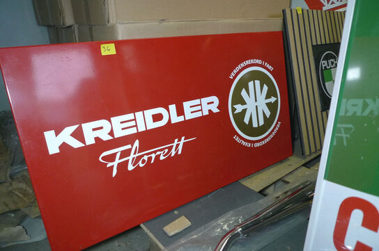 Stålskilt m/KREIDLER logo ca. 90x50cm