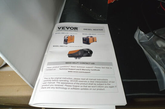 Oliefyr, Vevor 12V, Diesel m/fjernbetjening, udstødning m.m.