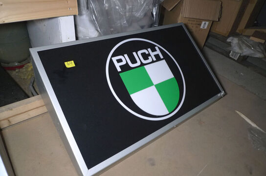Lysskilt m/PUCH logo 90x50cm 230V