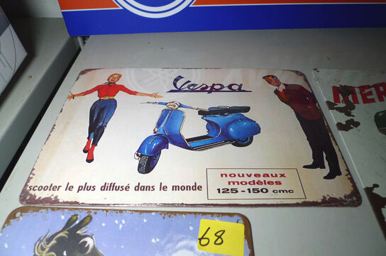 4 stk. retroskilte i metal, ca. 20x30cm