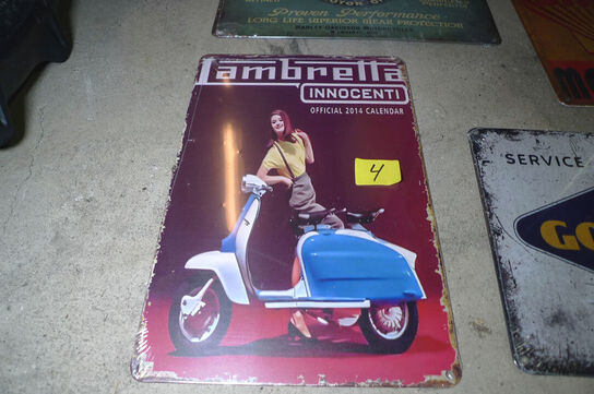 4 stk. retroskilte i metal, ca. 20x30cm