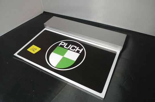 Lille LED-lysskilt m/PUCH logo 7W 230V ca. 27x14cm