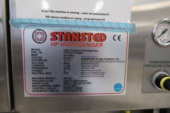 HP Homogeniser STANSTED High Pressure Homogeniser