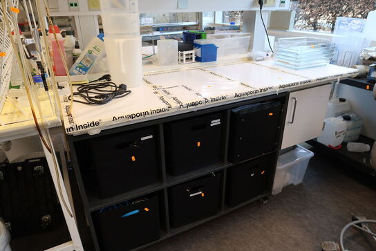 Arbejdsbord med el. hæve/sænke funktion, strømudtag, luftsystem ARMALAB m.m. uden indhold