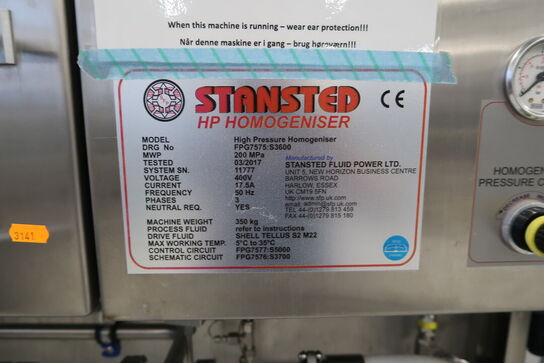 HP Homogeniser STANSTED High Pressure Homogeniser