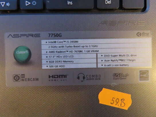 Bærbar PC, ACER ASPIRE 7750G