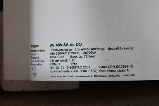 Brandventilation ACTULUX SV 48V-8A-ds DO