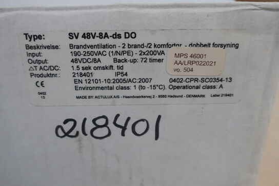 Brandventilation ACTULUX SV 48V-8A-ds DO