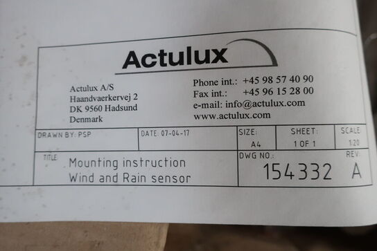 Div. ACTULUX tilbehør bl.a. vind- og regnføler