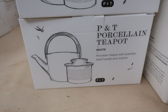 8 stk. PAPER & TEA Porcellain Teapot (hvid) - Tekande med si