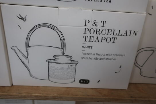 10 stk. PAPER & TEA Porcellain Teapot (hvid) - Tekande med si