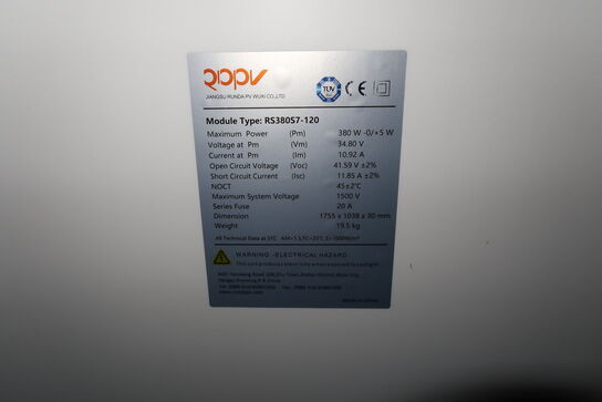 18 stk. solcellepaneler JIANGSU RUNDA RS380S7-120