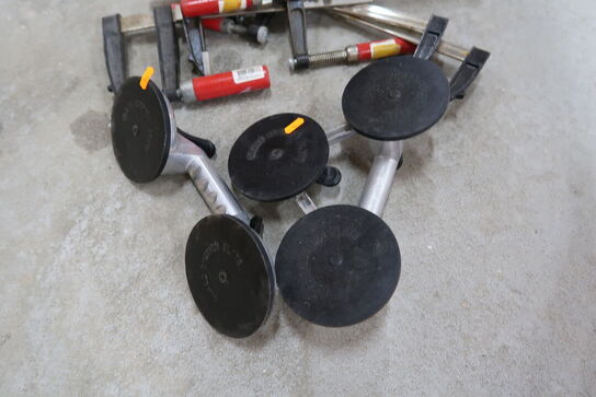 2 stk. glasløftere samt skruetvinger