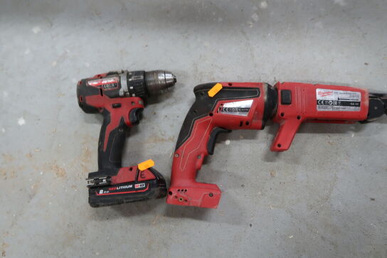 2 stk. akku håndværktøj MILWAUKEE M18 FSG, M18 CBEB