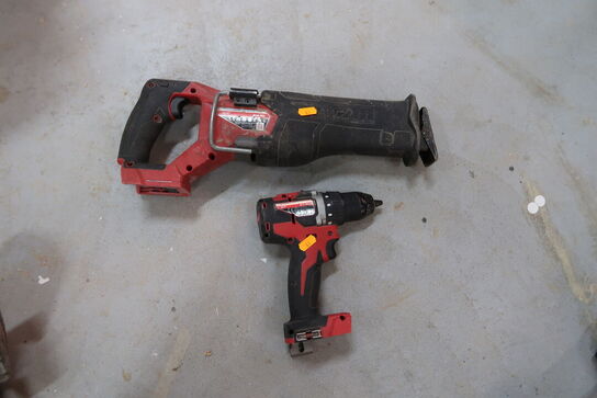 2 stk. akku håndværktøj MILWAUKEE M18 CBLDD, M18 FSZ