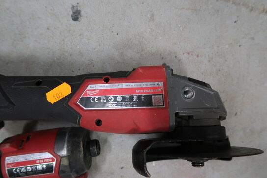 2 stk. akku håndværktøj MILWAUKEE M18 FSG125X, M18 FID3